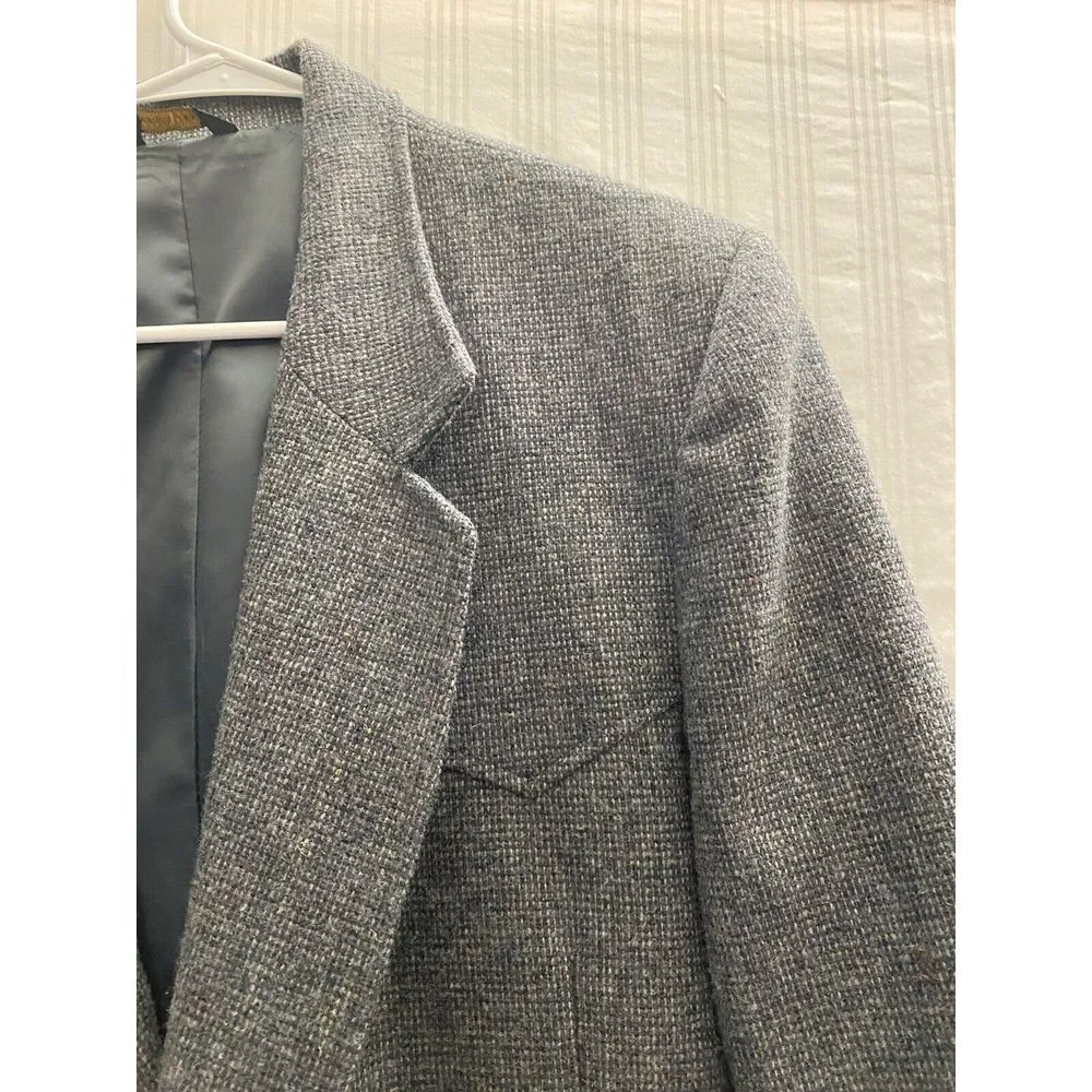 Vintage Pioneer Wear Western Sport coat Jacket Grey Elbow Patches 44L Wool Blend